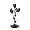 13.75" Black Bird Perching Decorative Sculpture with Leaf Vine & Copper Shading